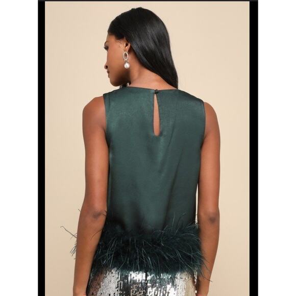 Hutch Vegan Leather Feather Fringe Green Tank Top Size 2X - Picture 2 of 9